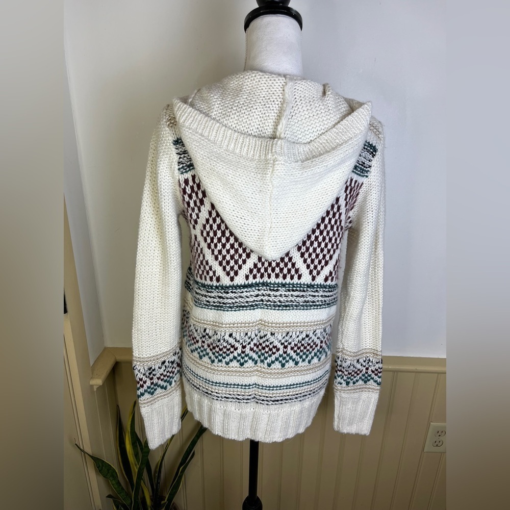 Hollister NWT Fair Isle Knit Zip Hoodie Sweater M Winter Cozycore Preppy College - Picture 4 of 10